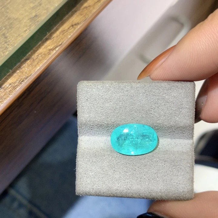 帕拉依巴碧玺珠宝半成品未镶嵌4.24ct天然霓虹蓝帕拉伊巴