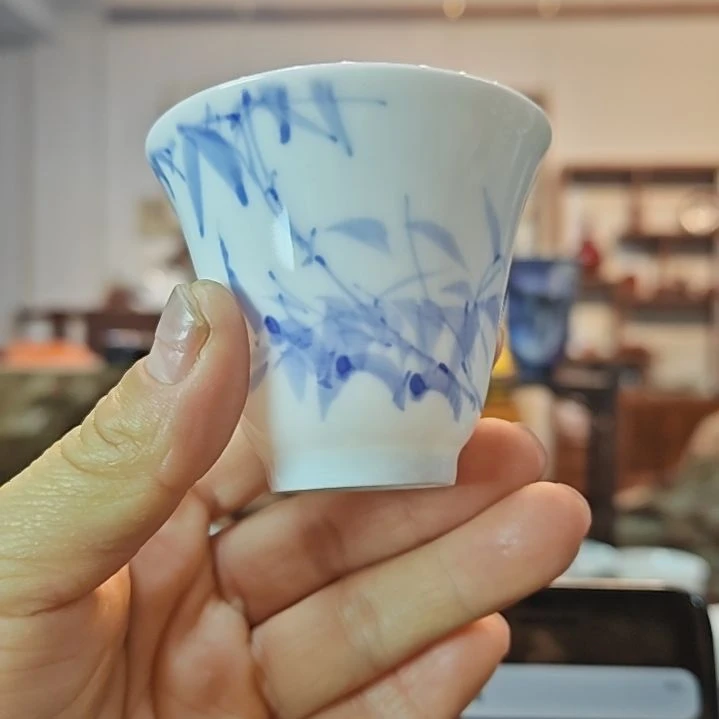 鑫*贵景德镇手工手绘竹影主人杯