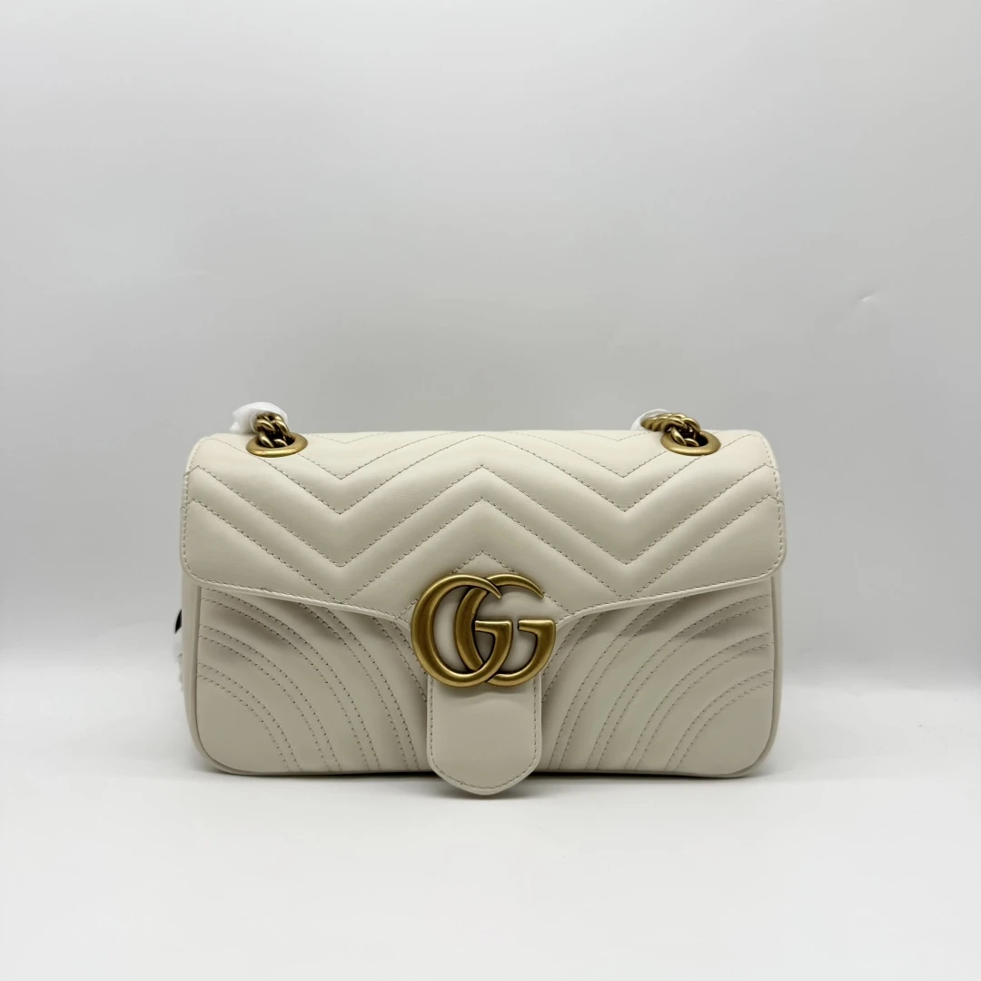 未使用 GUCCI/古驰 白金 马蒙 26 单肩 斜挎包