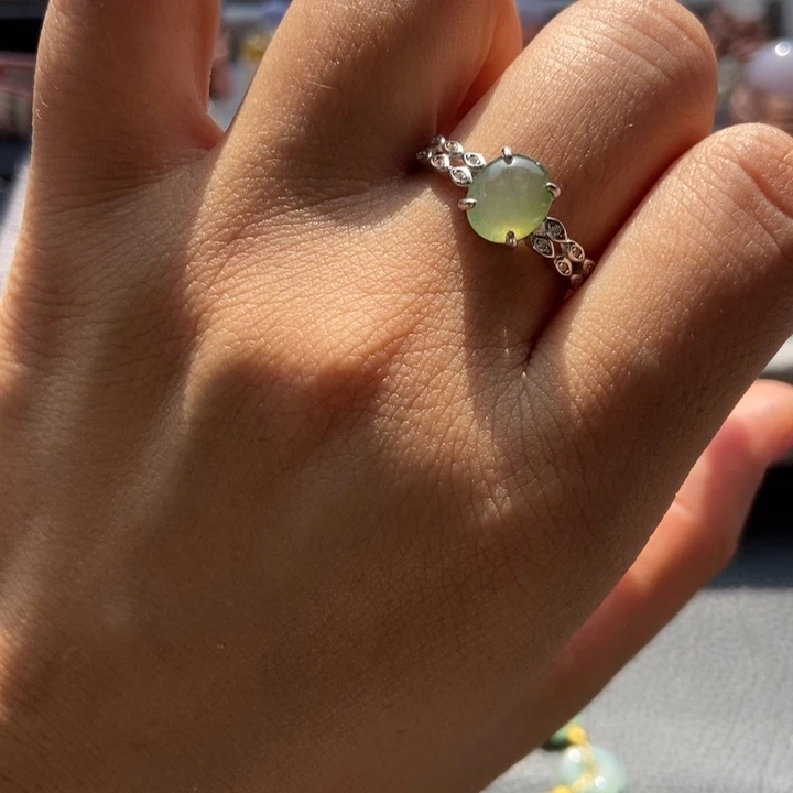 翡翠戒指银S925镶嵌戒指