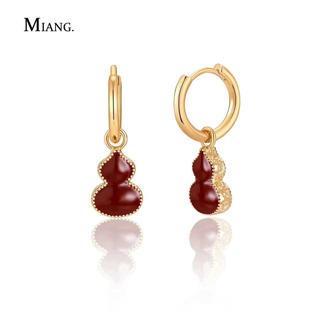 铜合金耳饰 新年红色高级感葫芦双面耳环女2025新款气质百搭耳饰
