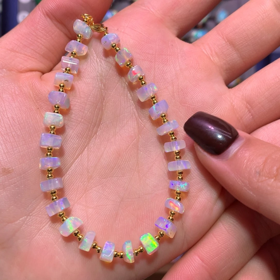 银S925镀金镶嵌欧泊手链款式