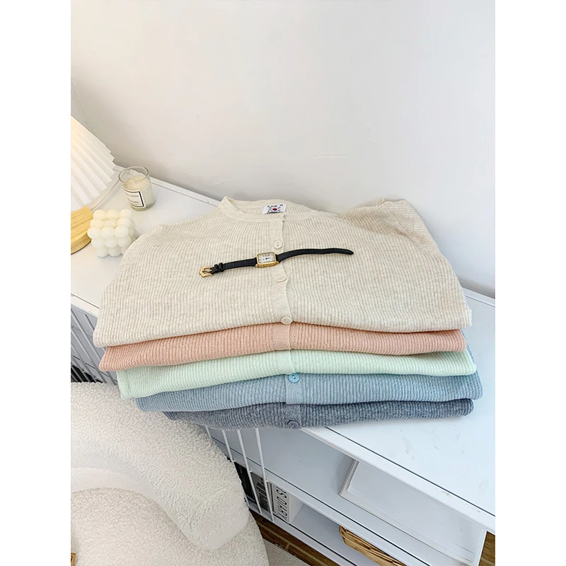 “春日调色盘” 韩风细羊针织开衫 百搭宽松薄款柔软防晒长袖上衣