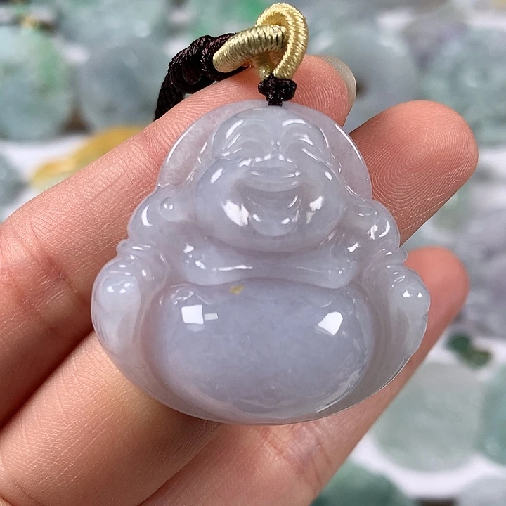 颈饰未镶嵌翡翠笑佛卡厚10+