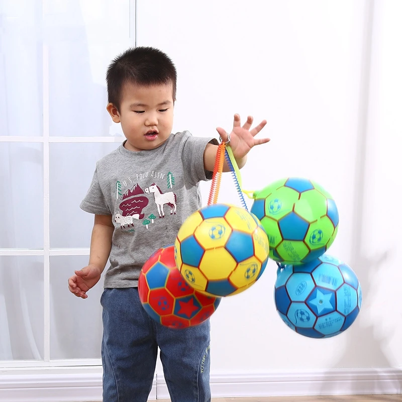 儿童链子足球西瓜球按摩球充气玩具蓝球弹力球拍拍带锻炼拉绳皮球