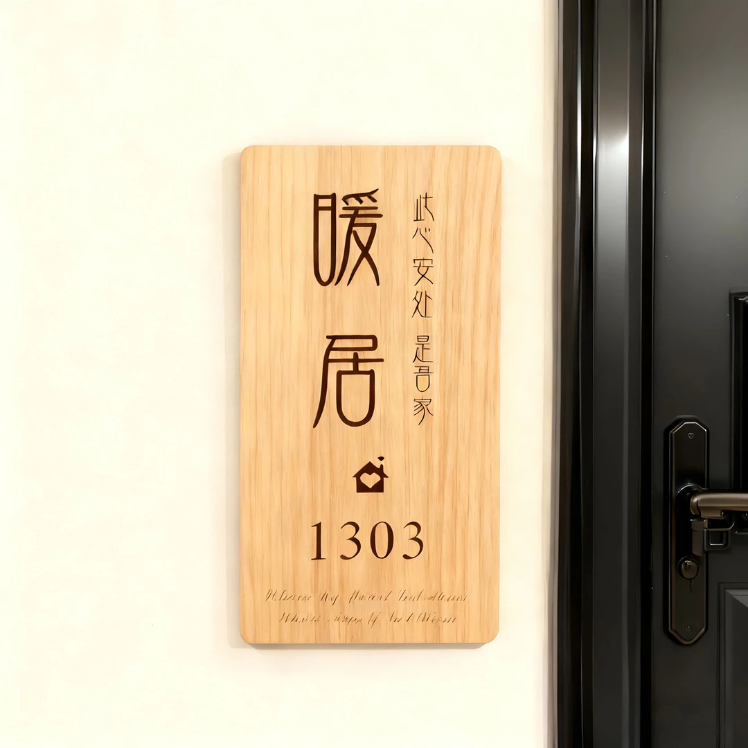 定制激光雕刻创意实木门牌别墅花园民宿家用入户门个性实木牌高档