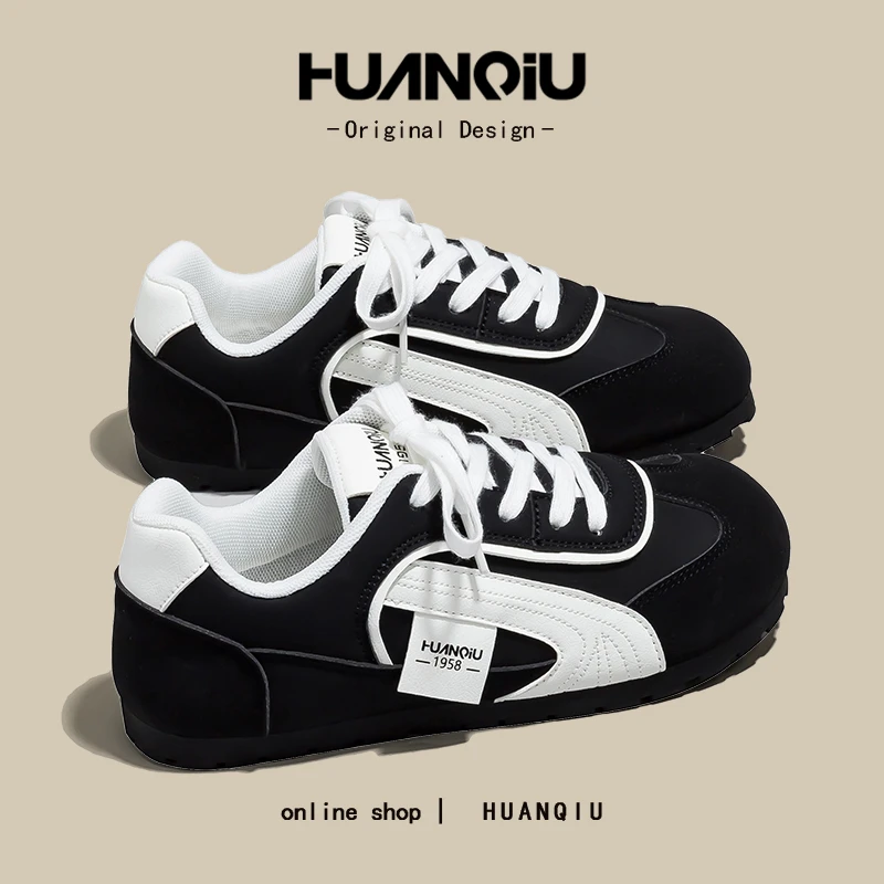 环球黑色德训鞋女ins潮秋季百搭轻奢校园高颜值网红款板鞋HC-Y011