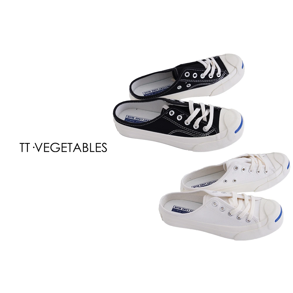 TT・VEGETABLES【序白】低跟帆布鞋时尚半拖欧若假日风鞋子521430
