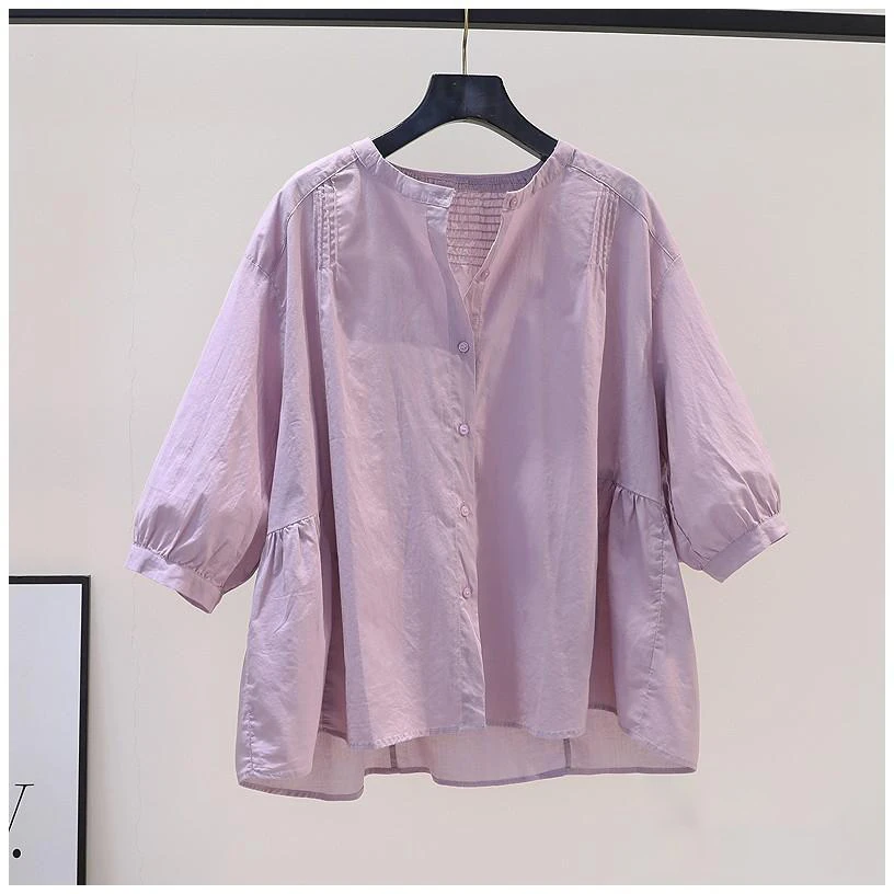 E013洋气上衣大码女装显瘦遮肚子高级感减龄衬衫小衫2025夏季新款