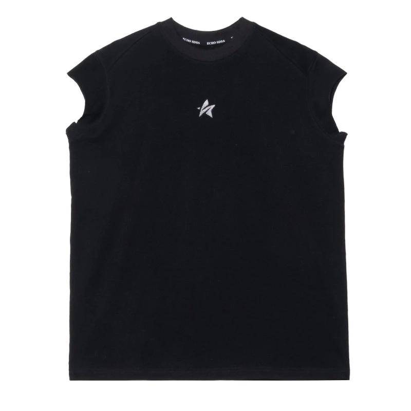 T136星星背心运动黑色宽松圆领男子时尚夏季休闲百搭简约经典in