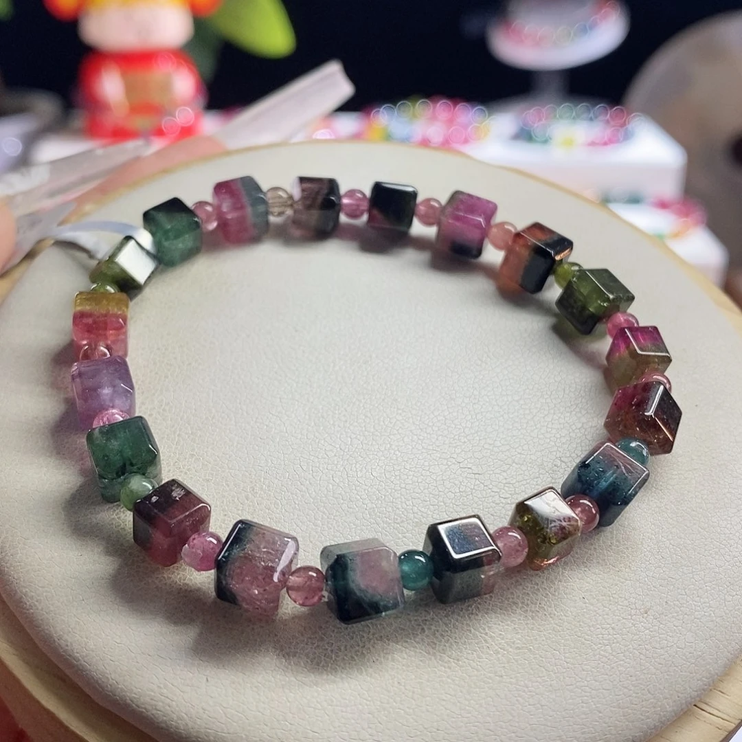 未镶嵌手链碧玺西瓜方糖