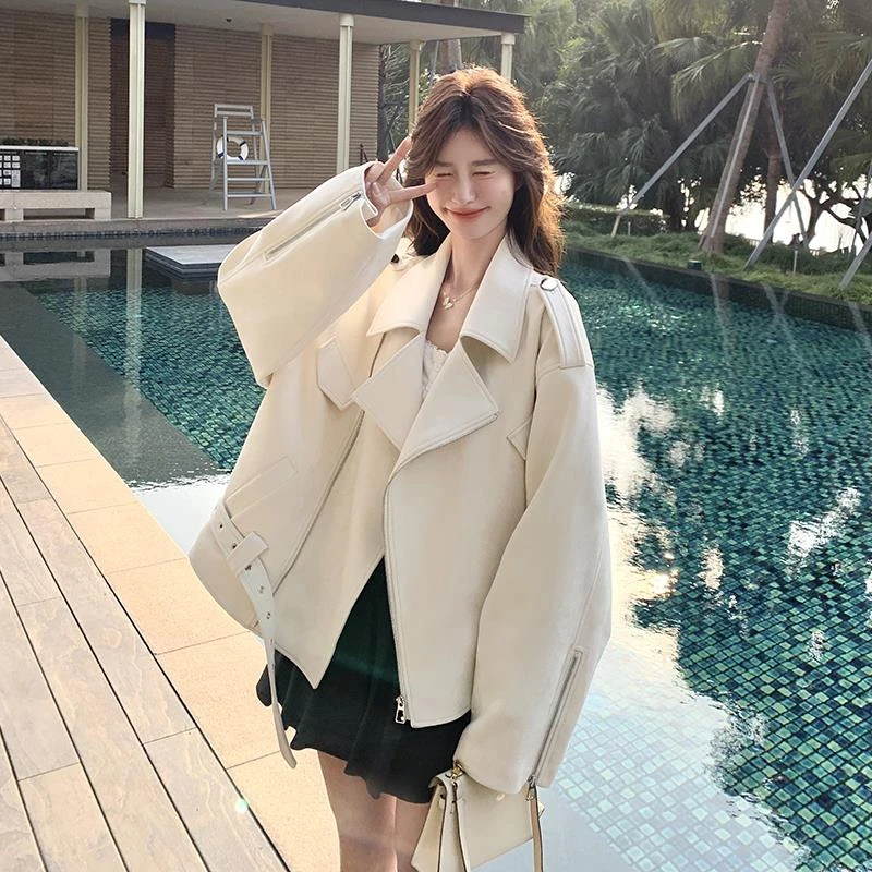 白色高端洋气流行风衣外套女短款2025年春新款设计感休闲时尚夹克