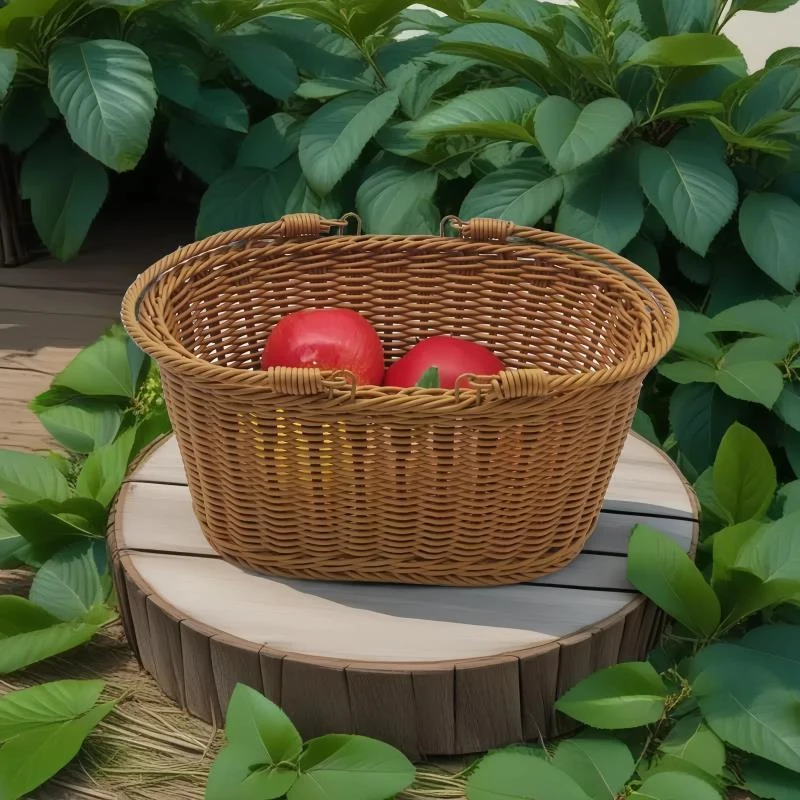 D6椭圆形时尚家用创意超市大容量纯手工欧式买菜篮复古简约日式