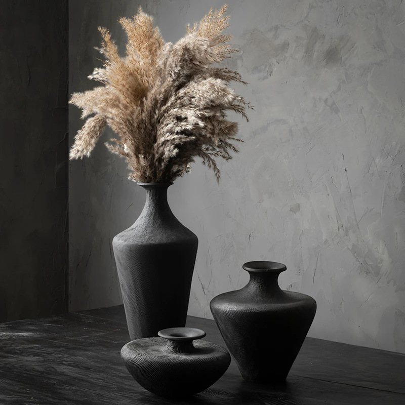 景德镇雅致陶瓷花瓶高级侘寂风花器民宿客厅玄关台面插花装饰摆件