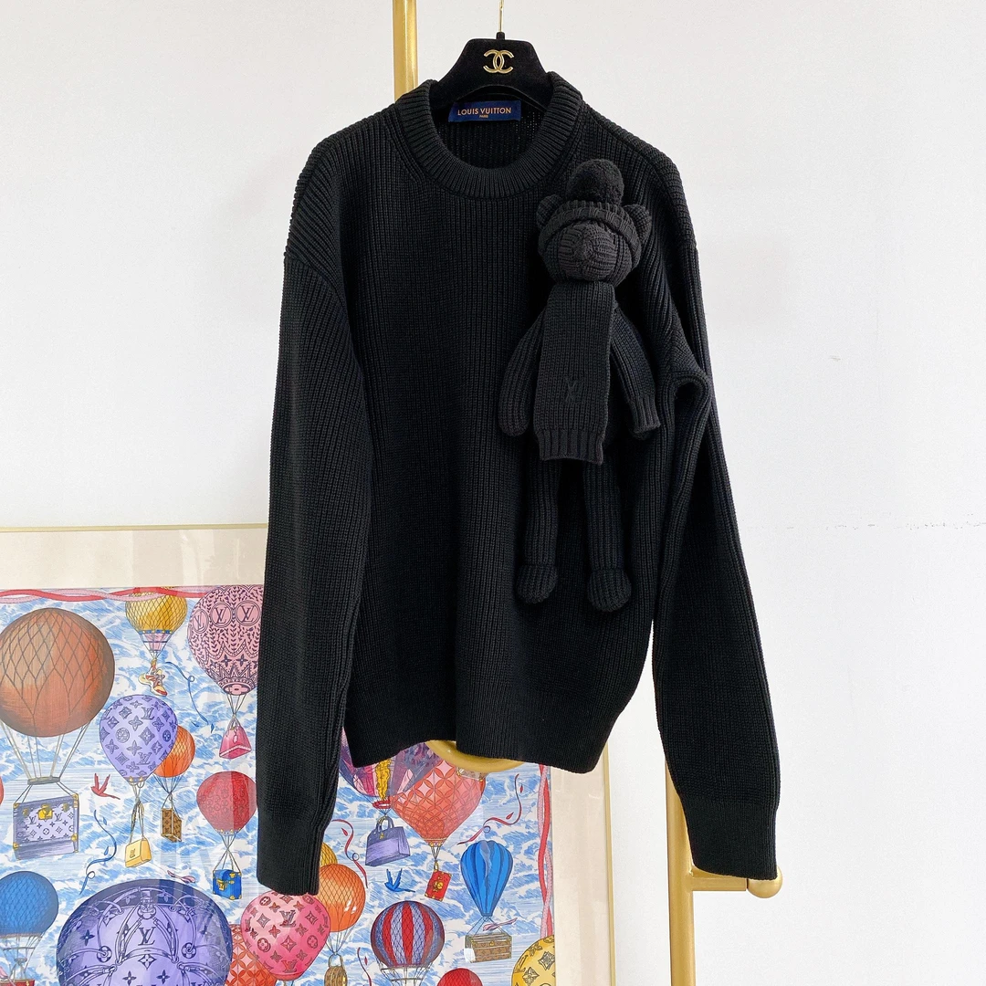 95新 LouisVuitton/路易威登 黑色玩偶针织上衣 XS码/46092701