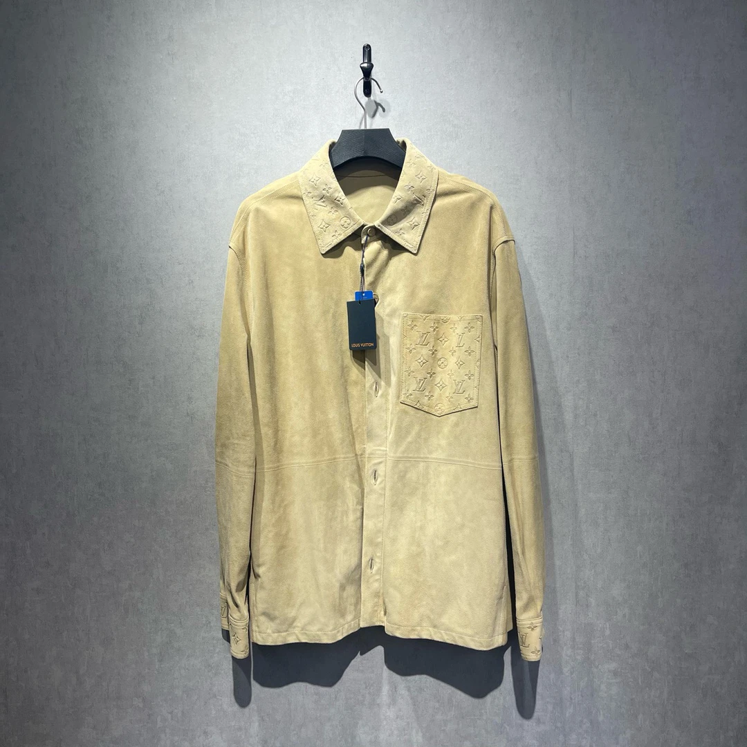 全新未使用 LouisVuitton/路易威登 麂皮口袋印花衬衫外套/58码
