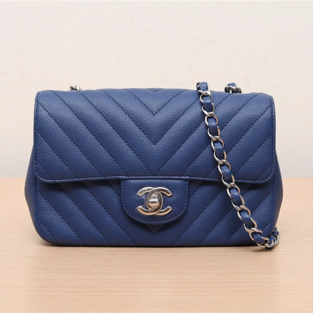 95新 Chanel/香奈儿 【念念活动】CF 口盖包 大Mini 20cm 蓝色