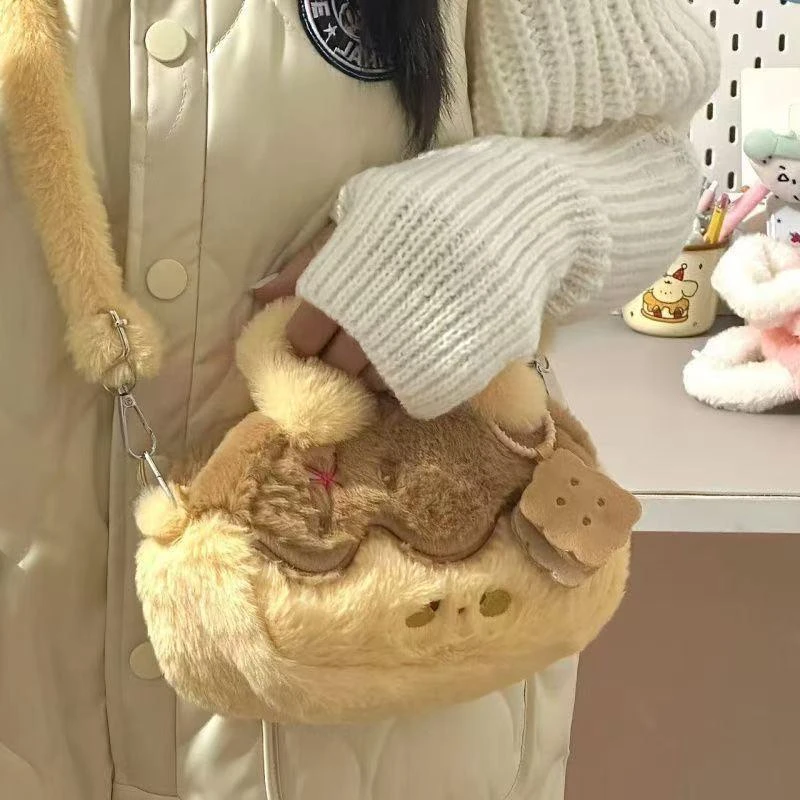 ins新款可爱甜心烘焙毛绒单肩包女包大容量休闲双肩手提斜挎包