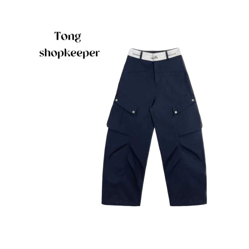 QJ/彤掌柜168805 2025夏季新款重磅工艺拼色字母美式工装休闲裤