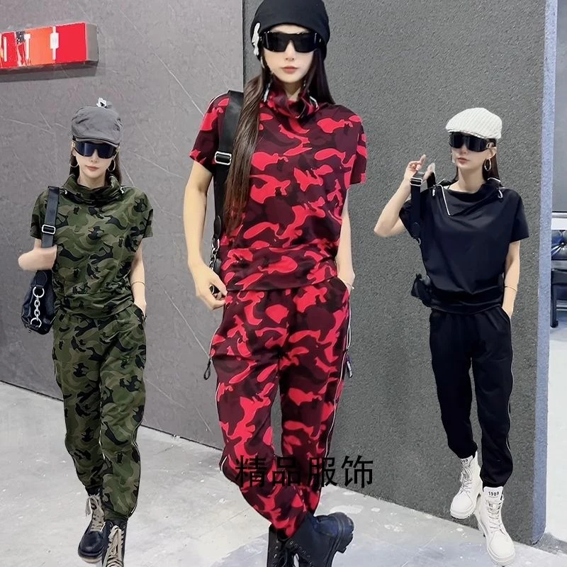 2025夏季新款时尚休闲运动套装女宽松显瘦气质减龄简约风两件套潮