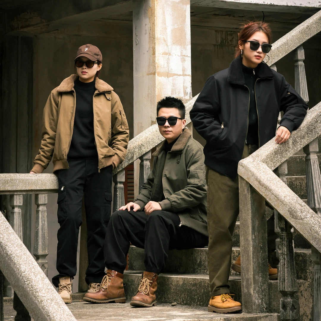 【毛领可拆卸】水洗加绒男士夹克秋冬保暖外套加厚复古休闲夹克