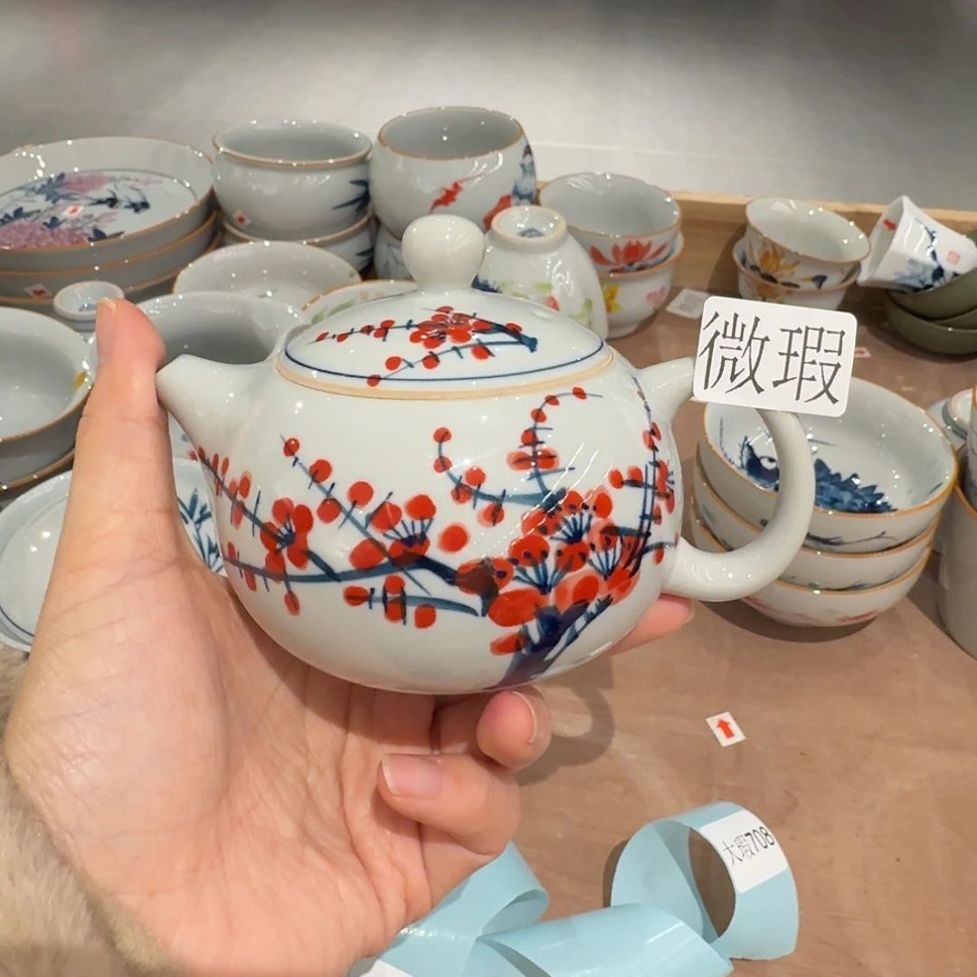 釉下手绘茶具微瑕