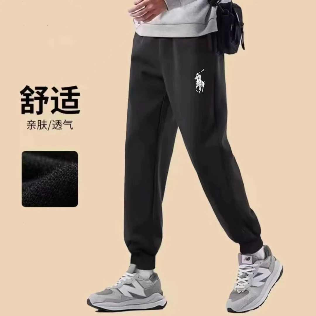 束脚口系带保暖柔软宽松束脚卫裤情侣裤子男士休闲裤针织时尚秋冬