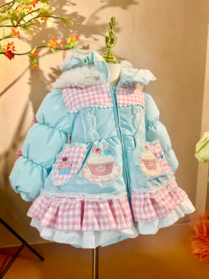 女童100-150的身高90-140厘米潮款厚款棉服秋冬洛丽塔棉衣可爱风