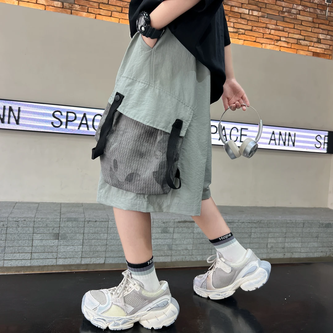 男童工装短裤夏季2025新款中大儿童夏装男孩中裤子薄款五分裤休闲