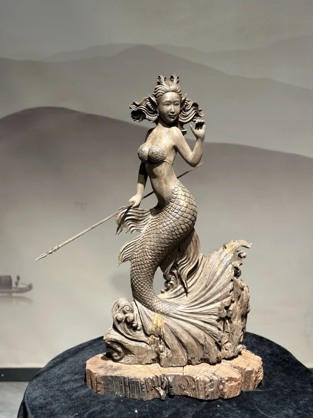 根雕摆件精品美人鱼