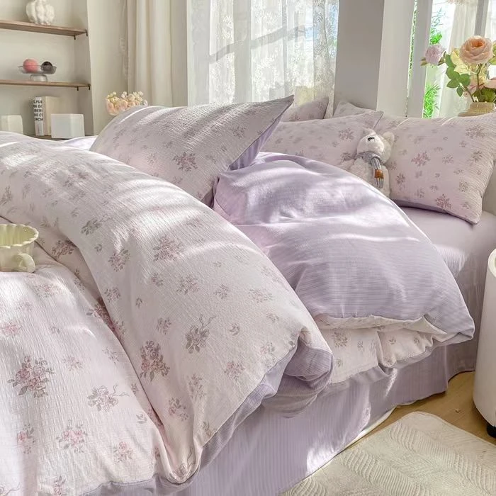 四件套【静初】有氧提花双层纱母婴级A类韩版碎花柔软透气床单