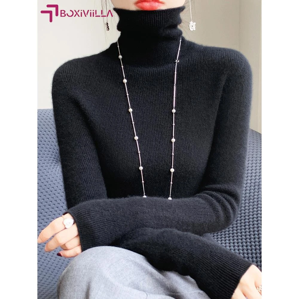 Boxiviilla气质高级堆堆领毛衣女秋冬2025新款高领打底衫时尚款内