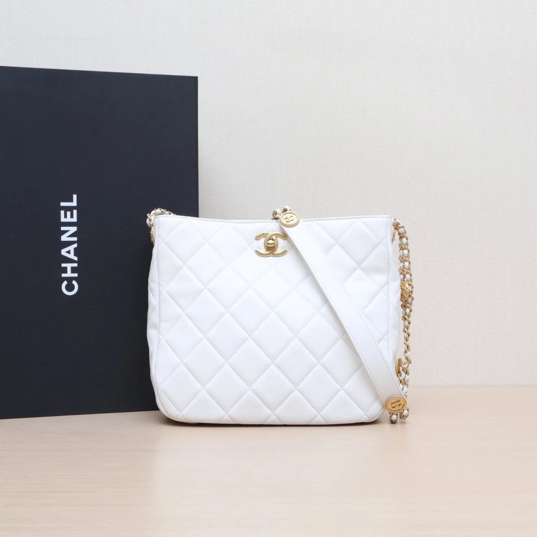 95新 Chanel/香奈儿 【念念】字母logo皮穿链 HOBO流浪包 小号