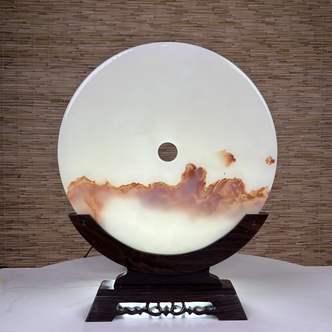 （40cm山水纹理）中东阿富汗天然玉石玄关酒柜博古架摆件摆设工艺品