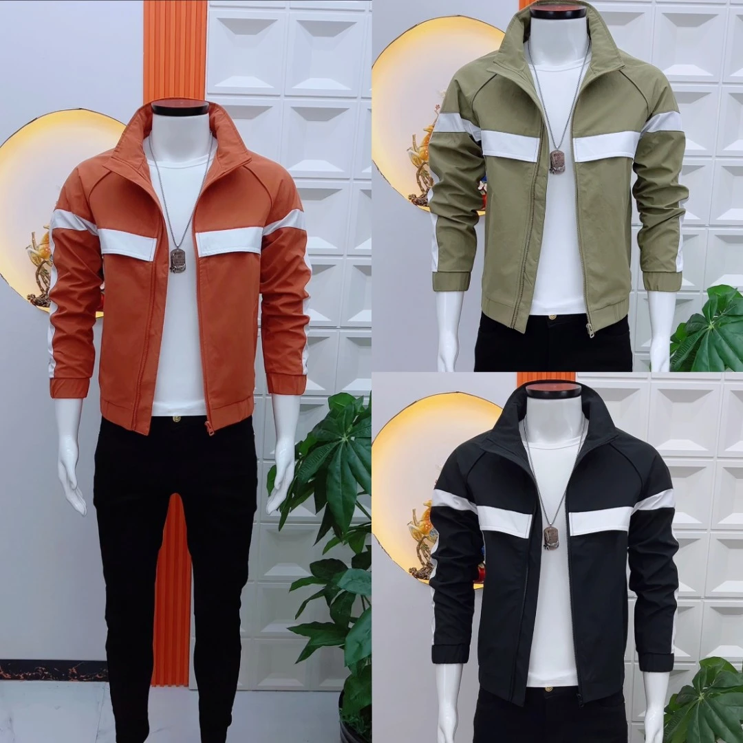 简约帅气男士外套时尚设计拼接新款修身帅气百搭轻奢时尚休闲夹克
