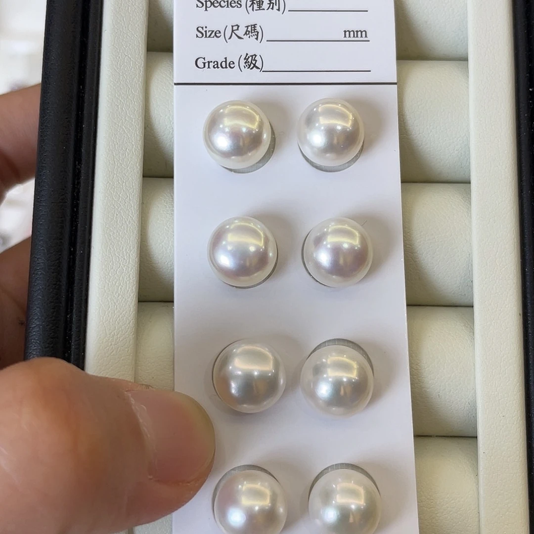 淡水珍珠10mm耳钉发一对银S925镶嵌小**?