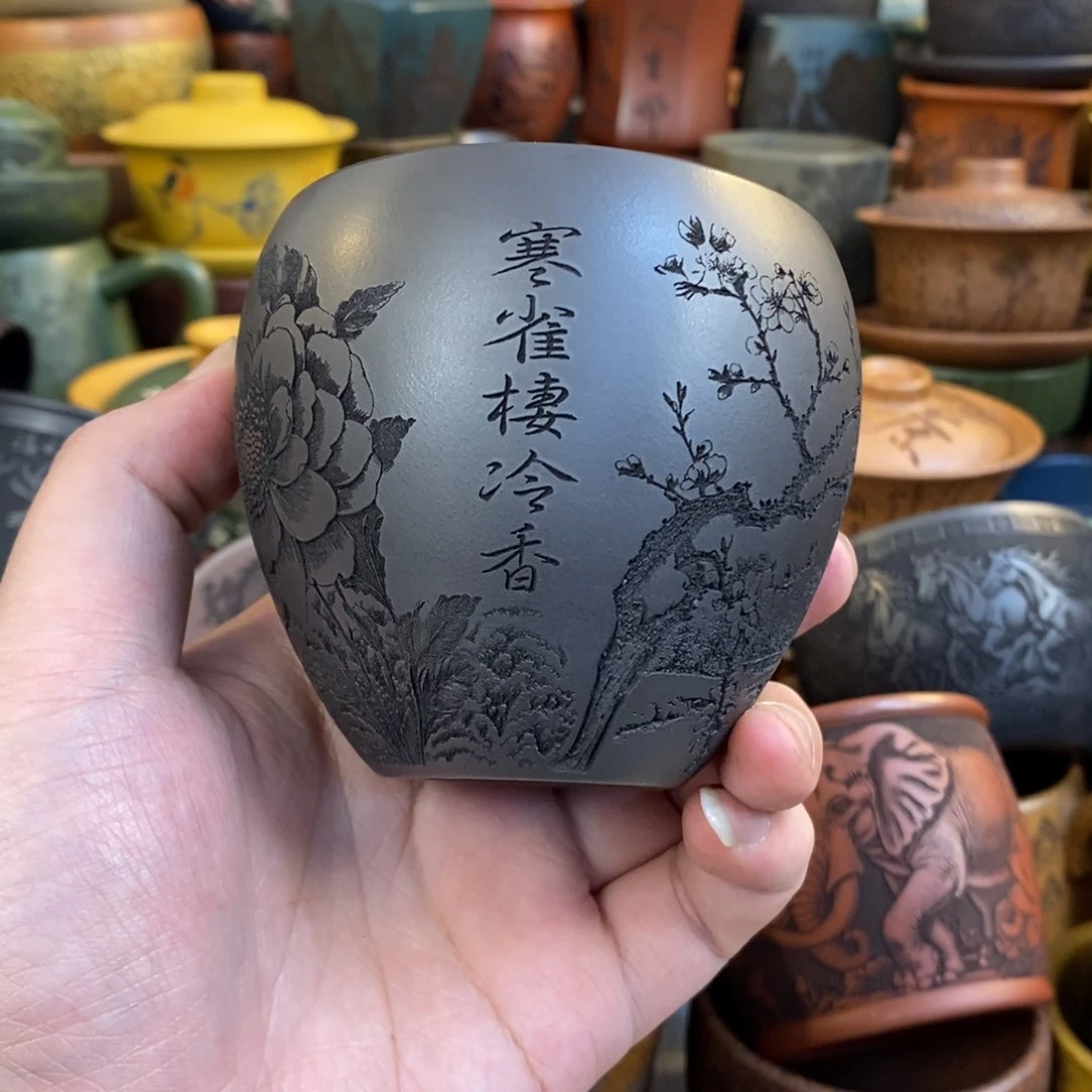 紫砂杯子宜兴全手工紫砂杯