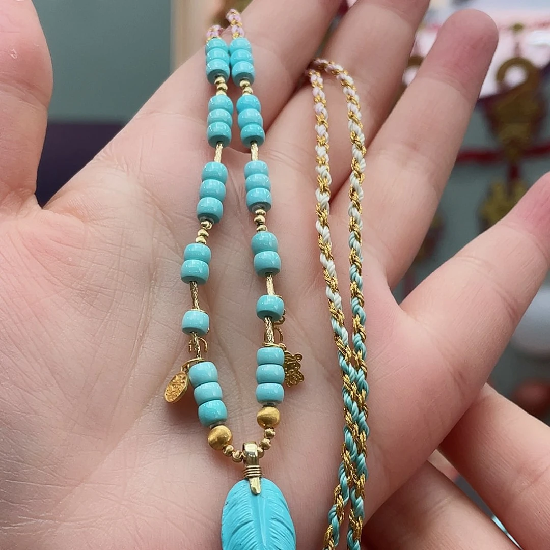 绿松石颈饰18K金镶嵌