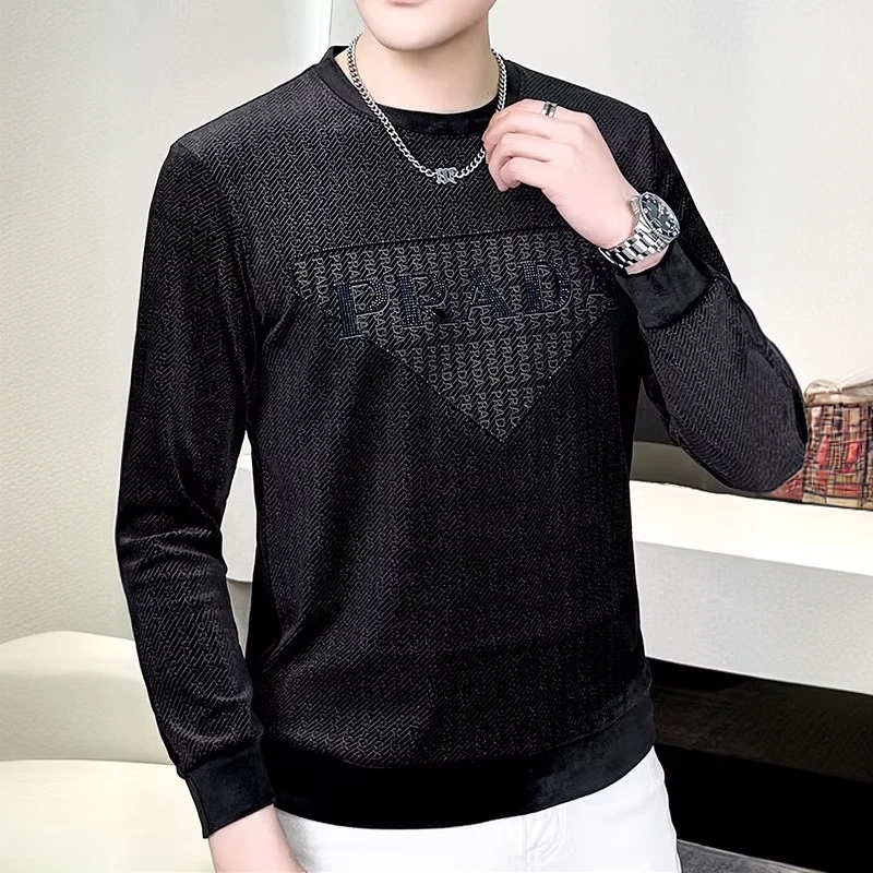 HAESONMENEAT哈逊梅奈欧货圆领卫衣男士春秋季新款打底衫长袖上衣