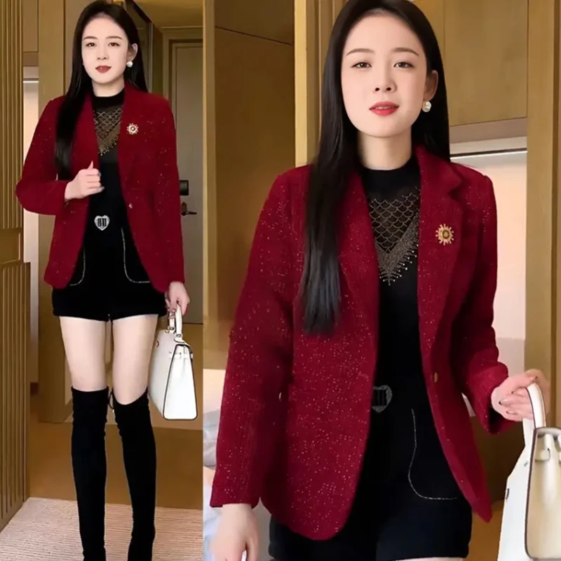 2025年春季新款气质小西装外套女短款妈妈装洋气显瘦西服上衣女士