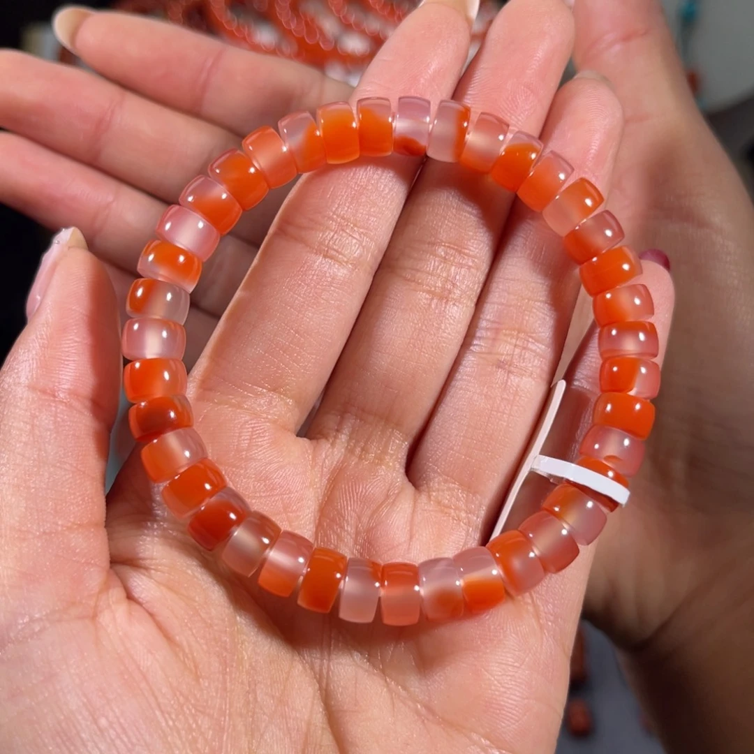 南红玛瑙未镶嵌冰飘药片单圈8mm