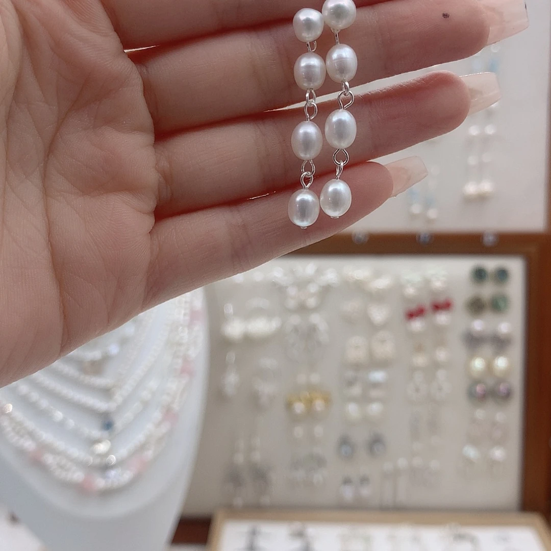 银S925镶嵌耳饰淡水珍珠