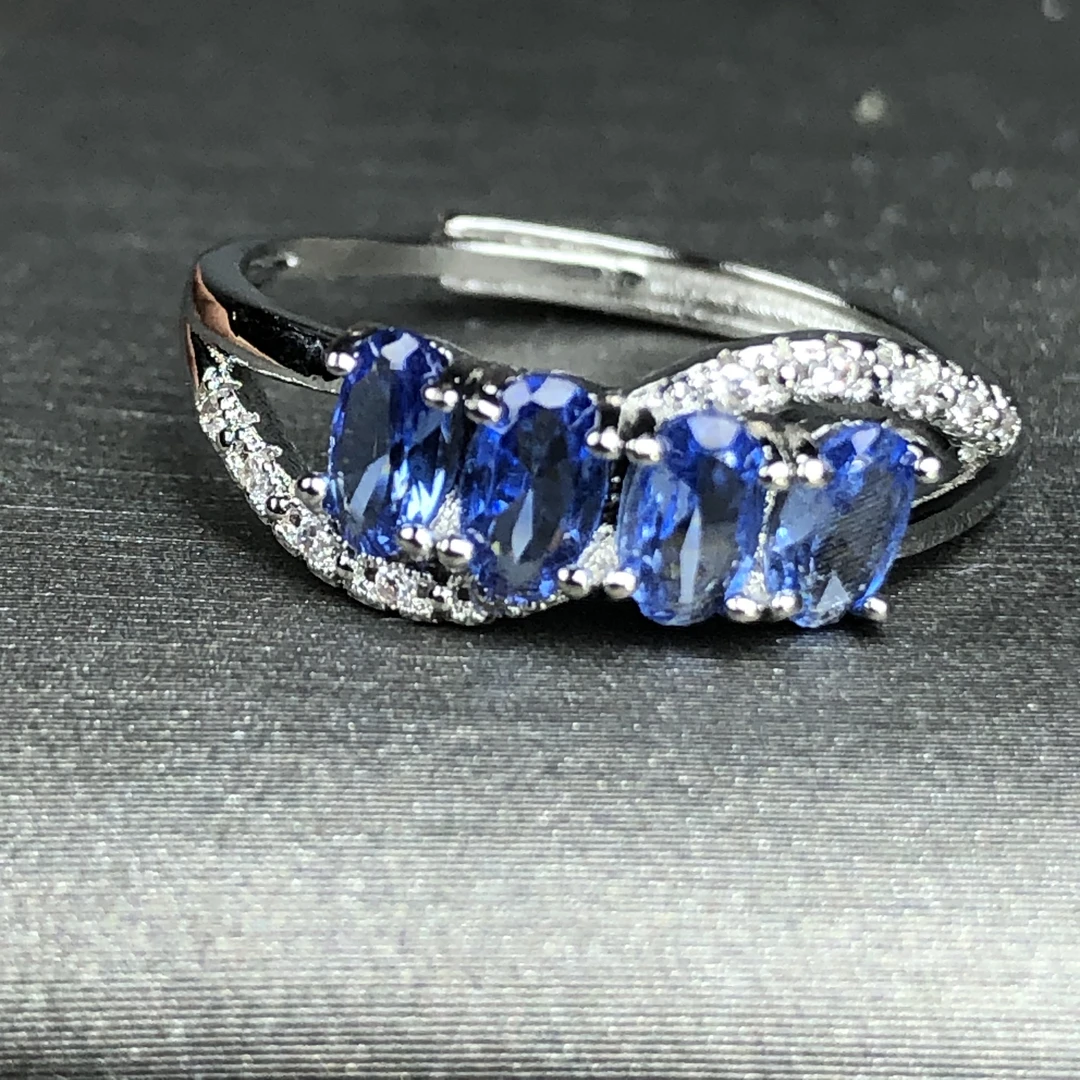 11454坦桑戒指银托开口可调节美丽漂亮精致豪华精美气质大方 T1