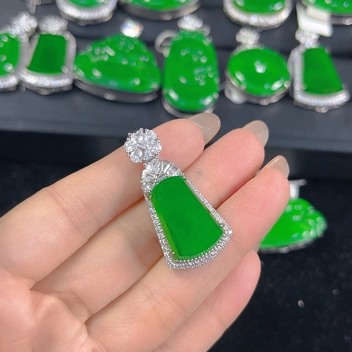 翡翠银S925镶嵌吊坠(不含链)