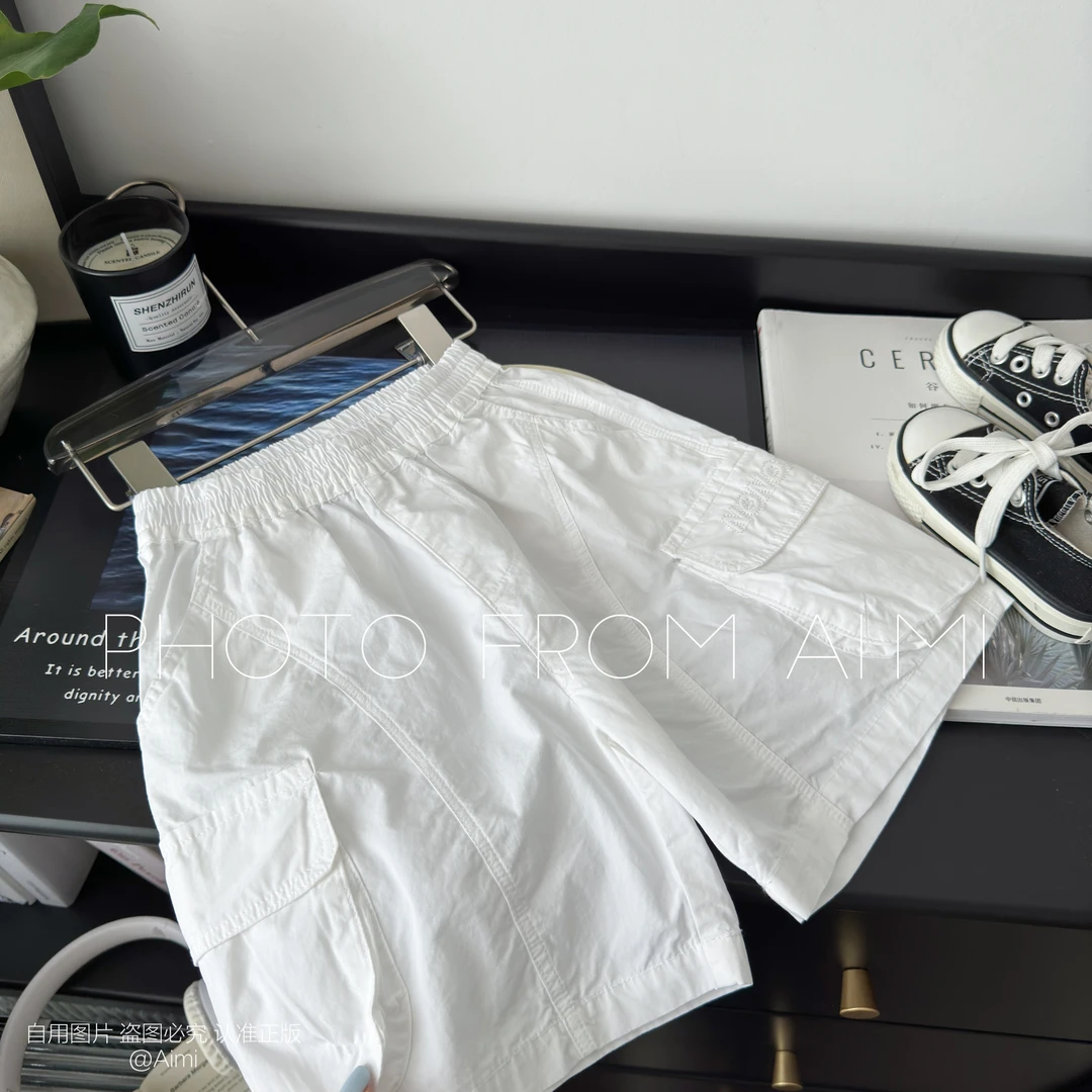 儿童夏季纯棉短裤百搭夏天清凉裤子透气吸汗纯色工装裤男女宝热天