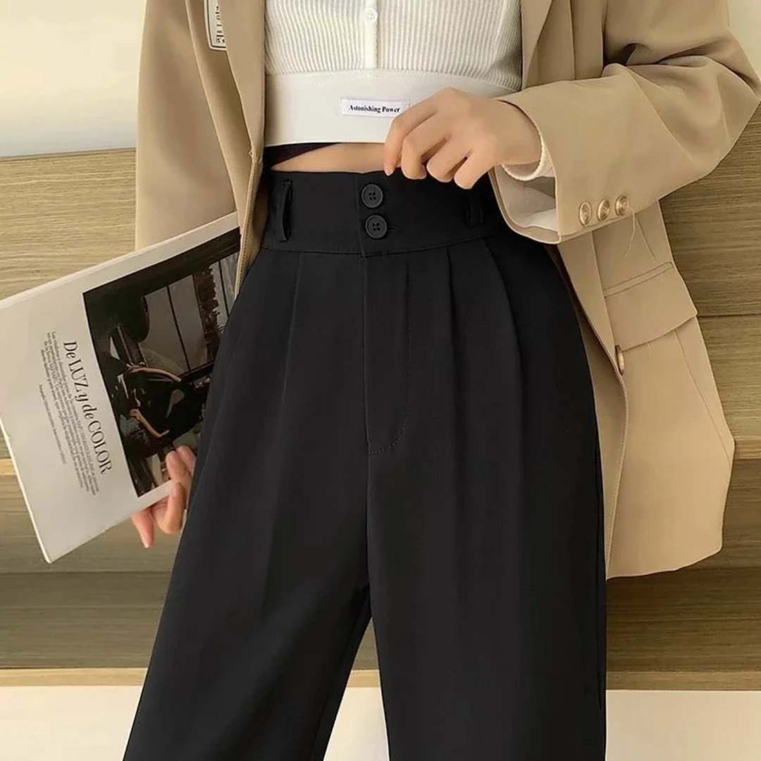 西装裤女2025夏季高级感高腰显瘦窄版直筒裤休闲垂坠感宽松阔腿裤