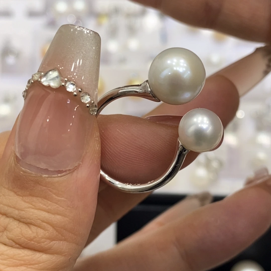 戒指银S925镶嵌淡水珍珠