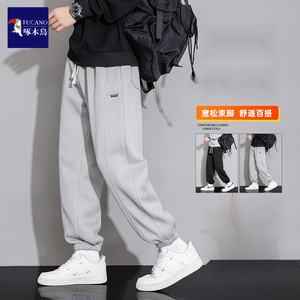 啄木鸟大码运动裤男潮牌宽松休闲长裤2025春季加大百搭束脚卫裤