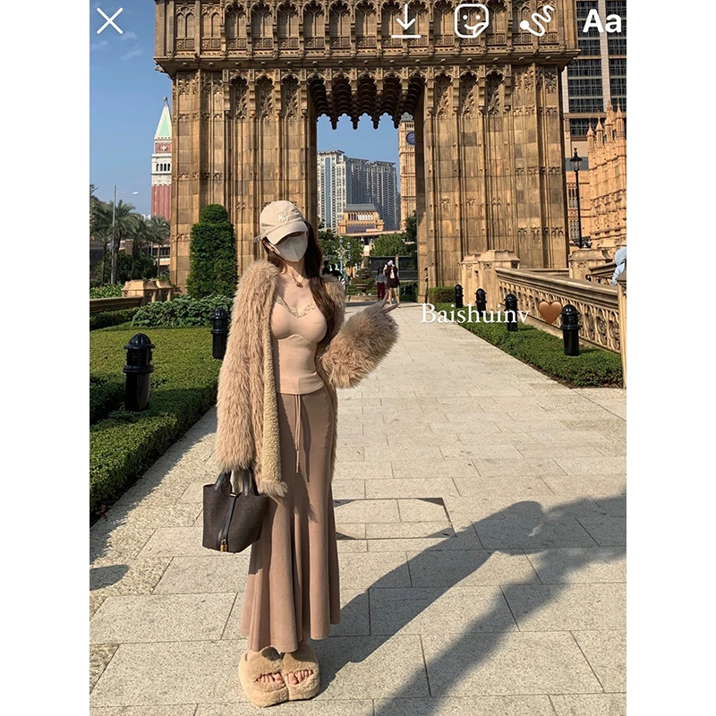 【清仓！】浪漫鱼尾 显瘦半身裙女抽绳修身鱼尾长裙 B4011744