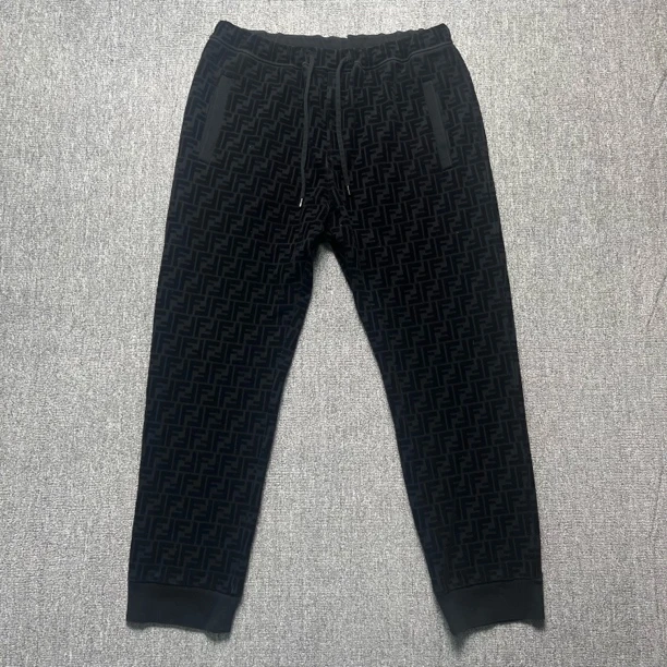 99新 FENDI/芬迪 Fendi 植绒双F满印黑色卫裤/54码/99新/12289